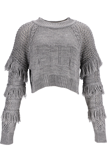 Olivia - a short sweater with gray fringes