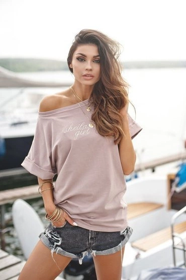 Sheila - Women's T-shirt Powder pink with logo embroidery 'Sheila Girl'