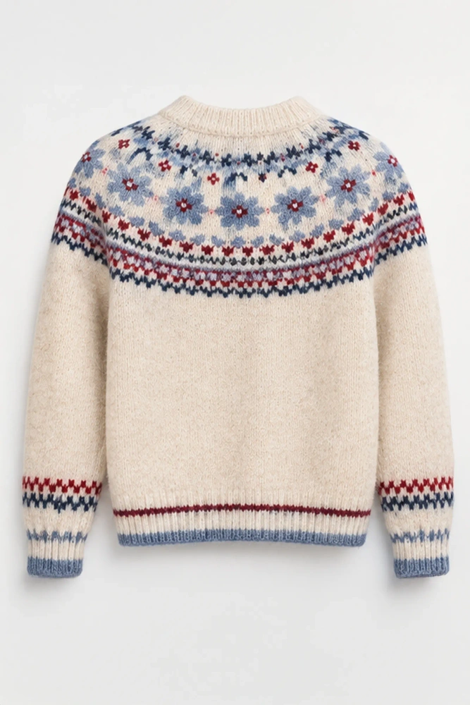 Sheila – Women’s Nordic-patterned cardigan in cream – 'Babbie'