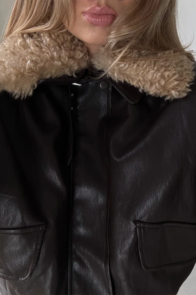 Sheila Select - Women's Brown Sheepskin Jacket 'Caro Brown'